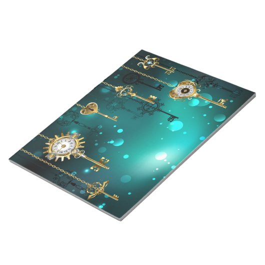 Antike Skeleton Keys on Green Background Notizblock (angewinkelt)