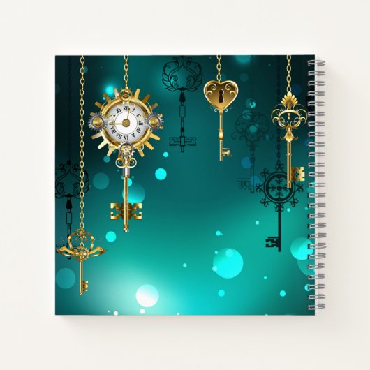 Antike Skeleton Keys on Green Background Notizblock (Rückseite)