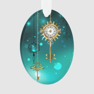 Antike Skeleton Keys on Green Background Ornament