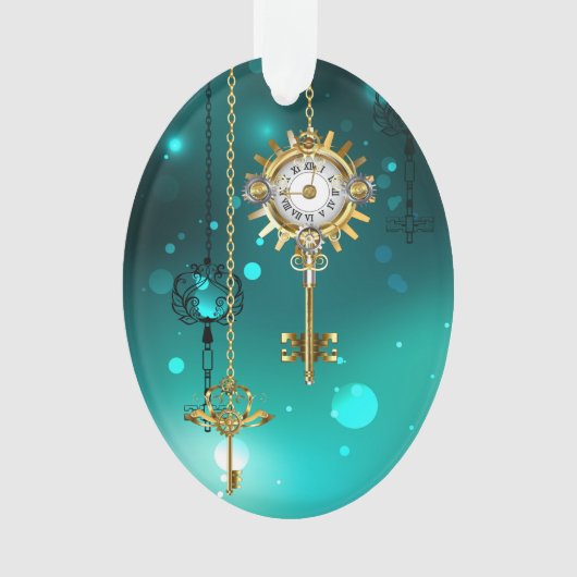 Antike Skeleton Keys on Green Background Ornament (Vorderseite)