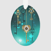 Antike Skeleton Keys on Green Background Ornament (Rückseite)