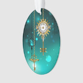 Antike Skeleton Keys on Green Background Ornament (Vorderseite)