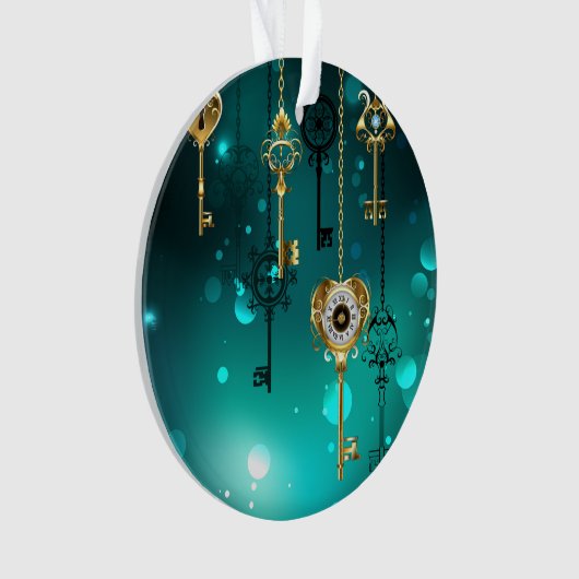 Antike Skeleton Keys on Green Background Ornament (Vorderseite)