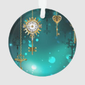 Antike Skeleton Keys on Green Background Ornament (Rückseite)