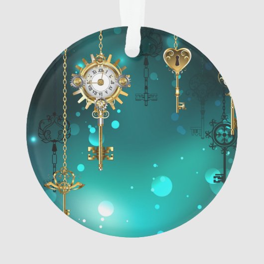 Antike Skeleton Keys on Green Background Ornament (Rückseite)