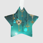 Antike Skeleton Keys on Green Background Ornament (Rückseite)