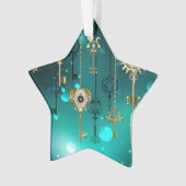 Antike Skeleton Keys on Green Background Ornament (Vorderseite)