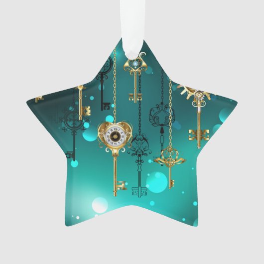 Antike Skeleton Keys on Green Background Ornament (Vorderseite)