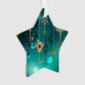 Antike Skeleton Keys on Green Background Ornament (Vorderseite)