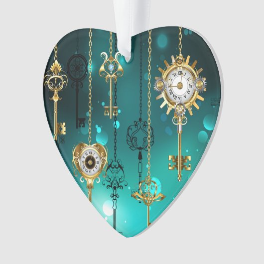 Antike Skeleton Keys on Green Background Ornament (Vorderseite)