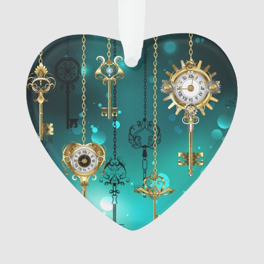 Antike Skeleton Keys on Green Background Ornament (Vorderseite)