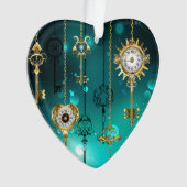 Antike Skeleton Keys on Green Background Ornament (Vorderseite)