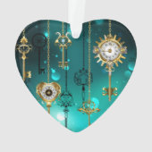 Antike Skeleton Keys on Green Background Ornament (Rückseite)