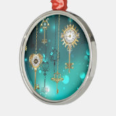 Antike Skeleton Keys on Green Background Ornament Aus Metall (Links)