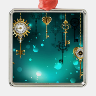 Antike Skeleton Keys on Green Background Ornament Aus Metall