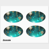 Antike Skeleton Keys on Green Background Ovaler Aufkleber (Blatt)