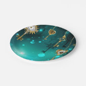 Antike Skeleton Keys on Green Background Pappteller (Schrägansicht)