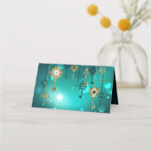 Antike Skeleton Keys on Green Background Platzkarte (Rückseite)