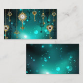 Antike Skeleton Keys on Green Background Platzkarte (Vorne/Hinten)