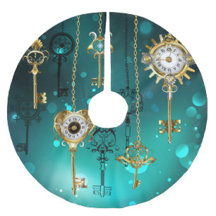 Antike Skeleton Keys on Green Background Polyester Weihnachtsbaumdecke
