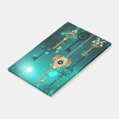 Antike Skeleton Keys on Green Background Post-it Klebezettel (angewinkelt)