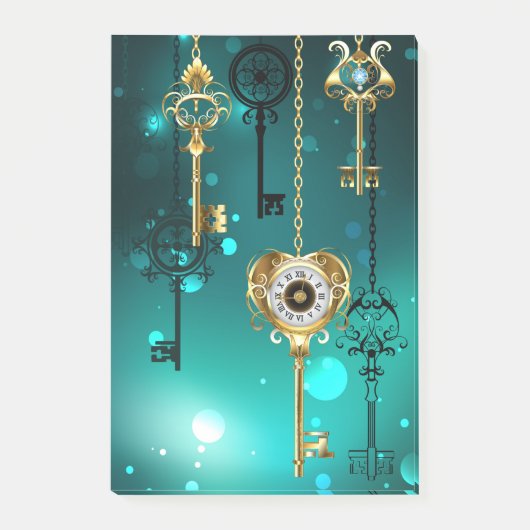 Antike Skeleton Keys on Green Background Post-it Klebezettel (Vorderseite)