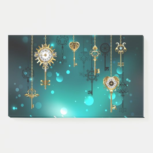 Antike Skeleton Keys on Green Background Post-it Klebezettel (Vorderseite)