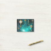 Antike Skeleton Keys on Green Background Post-it Klebezettel (Auf Schreibtisch)