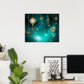Antike Skeleton Keys on Green Background Poster (Heimbüro)