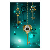 Antike Skeleton Keys on Green Background Poster (Vorderseite)