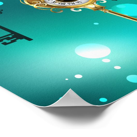 Antike Skeleton Keys on Green Background Poster (Ecke)