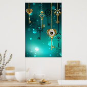 Antike Skeleton Keys on Green Background Poster (Küche)