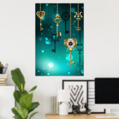 Antike Skeleton Keys on Green Background Poster (Heimbüro)