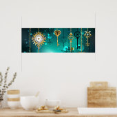 Antike Skeleton Keys on Green Background Poster (Küche)