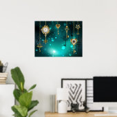 Antike Skeleton Keys on Green Background Poster (Heimbüro)