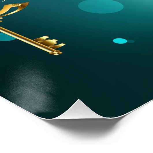 Antike Skeleton Keys on Green Background Poster (Ecke)