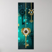 Antike Skeleton Keys on Green Background Poster (Vorne)