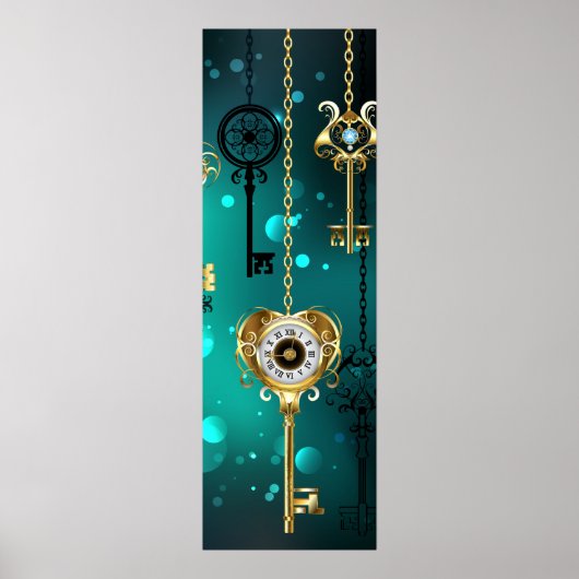 Antike Skeleton Keys on Green Background Poster (Vorne)