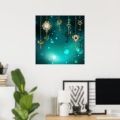 Antike Skeleton Keys on Green Background Poster (Heimbüro)