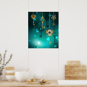Antike Skeleton Keys on Green Background Poster (Küche)