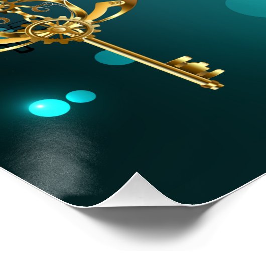 Antike Skeleton Keys on Green Background Poster (Ecke)