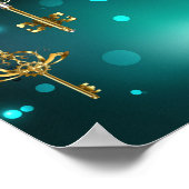 Antike Skeleton Keys on Green Background Poster (Ecke)