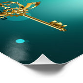 Antike Skeleton Keys on Green Background Poster (Ecke)