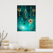 Antike Skeleton Keys on Green Background Poster (Küche)