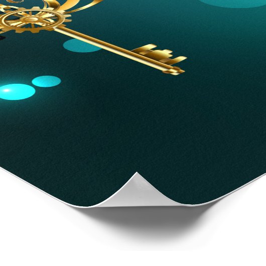 Antike Skeleton Keys on Green Background Poster (Ecke)