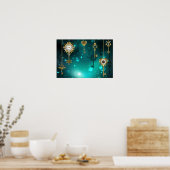 Antike Skeleton Keys on Green Background Poster (Küche)