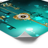 Antike Skeleton Keys on Green Background Poster (Ecke)