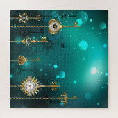 Antike Skeleton Keys on Green Background Puzzle (Vertikal)