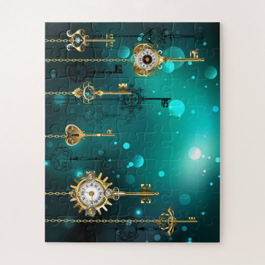 Antike Skeleton Keys on Green Background Puzzle (Vertikal)