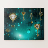 Antike Skeleton Keys on Green Background Puzzle (Horizontal)